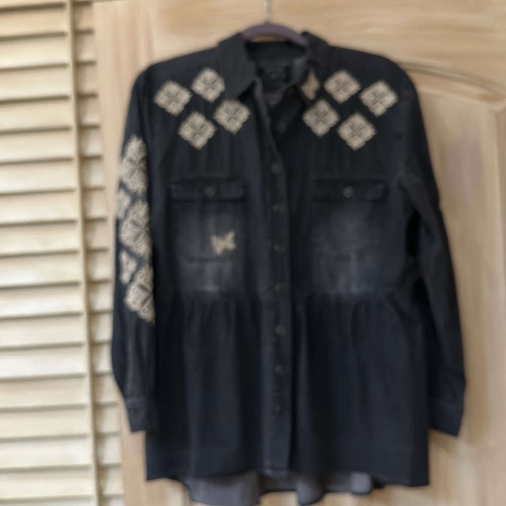 Johnny Was embroidered denim shirt